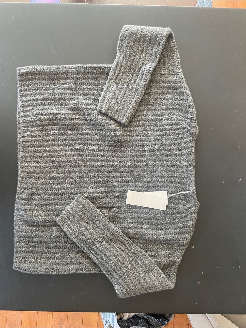 Vince Gray Ribbed Crewneck Sweater